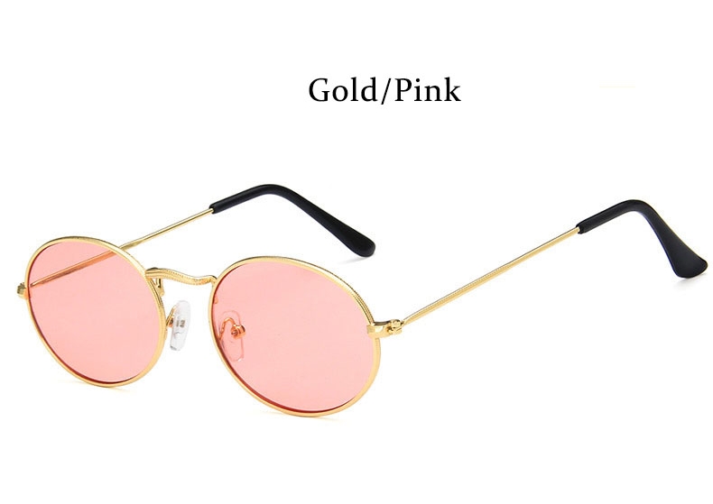 Leonlion Vrouwen Zonnebril Retro Metalen Ovale Zonnebril Mannen Zonnebril Vintage Vrouwelijke Shades: Gold Pink