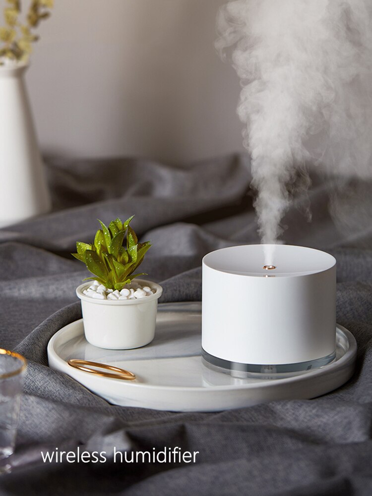 780ML Wireless Air Humidifier White USB Rechargeable Battery Aroma Diffuser With Romantic Lamp Ultrasonic Humidifiers Diffusers