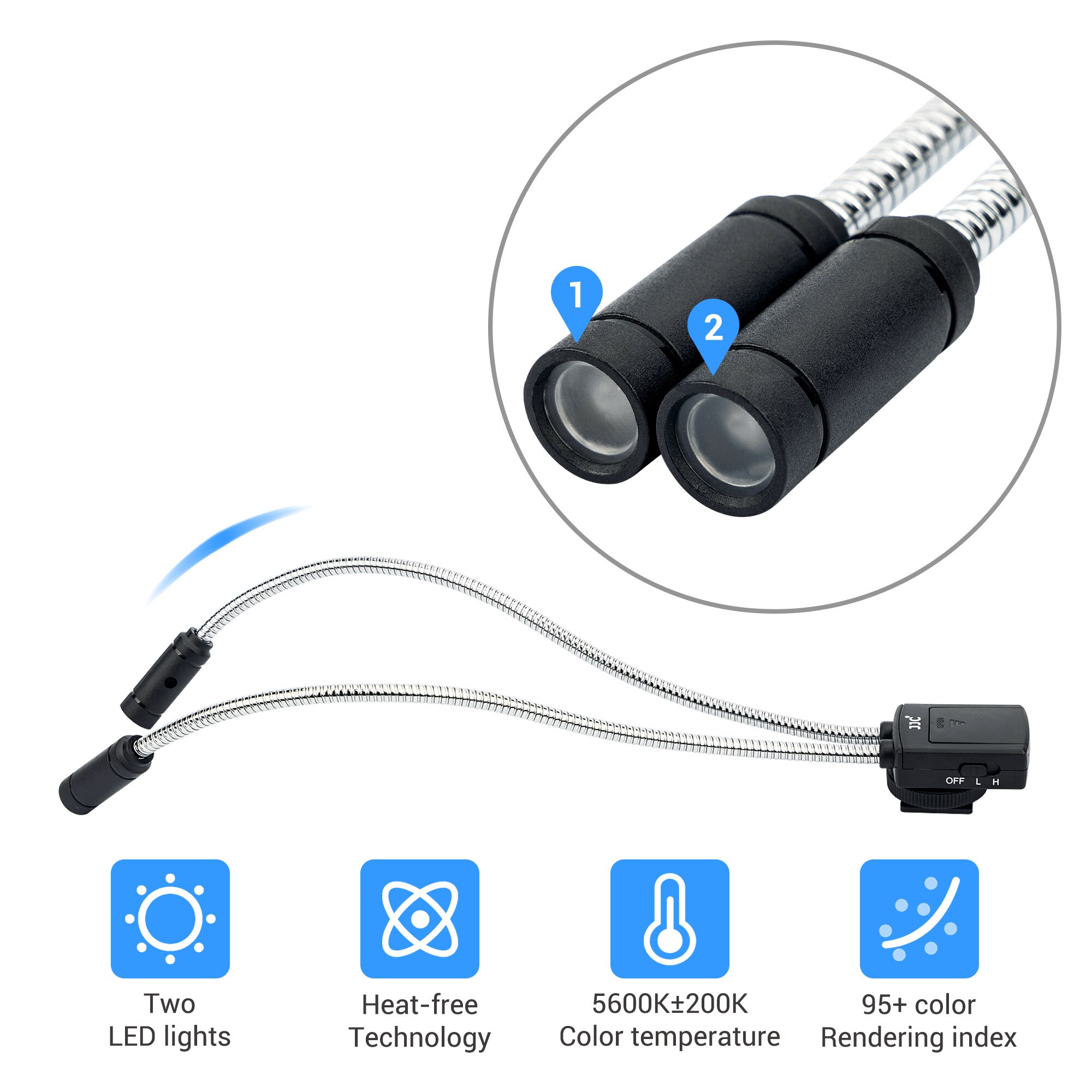 JJC – lampe Macro Flexible à double LED, Flash pour caméra, Macro Arm, Speedlight pour Canon, Sony, Nikon, Fujifilm, accessoires pour appareil photo