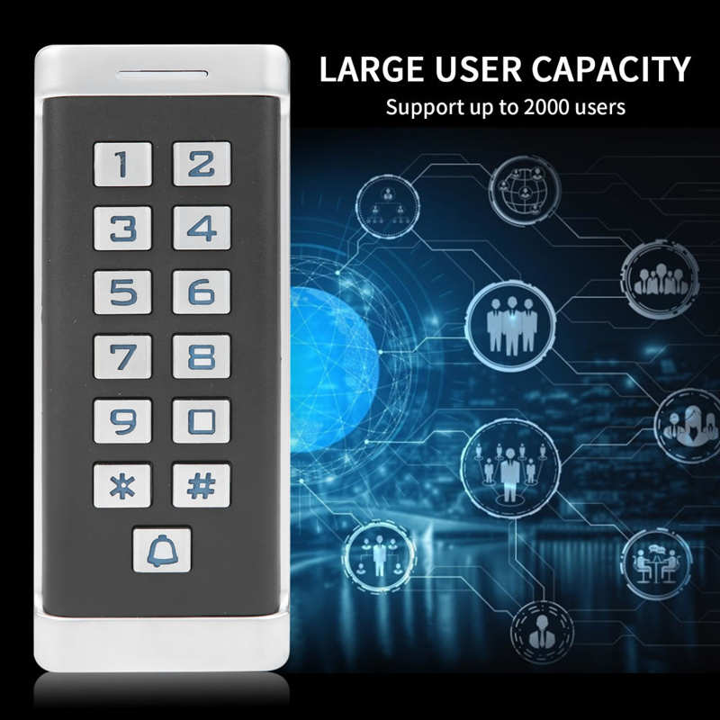 125KHz RFID Access Control Password Card Wiegand26 Backlit Door Entry Metal Keyboard