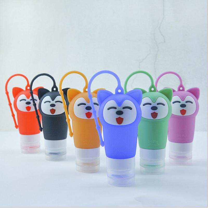 1 pièces shampooing Gel douche Lotion bouteille rechargeable stockage bouteille pots Portable Silicone voyage dessin animé ours Animal Case organisateur
