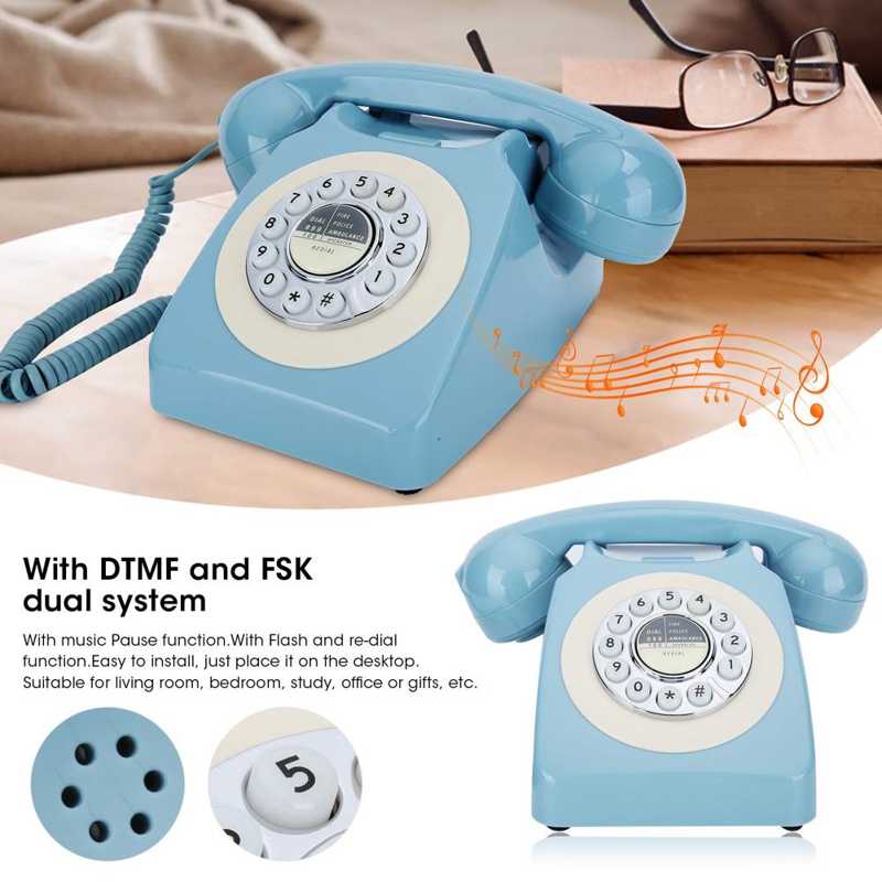 telefono fijo CT-N8019 Push Rotary Dial Desk Telephone Single Line Corded Phone for Home Office telephone portable