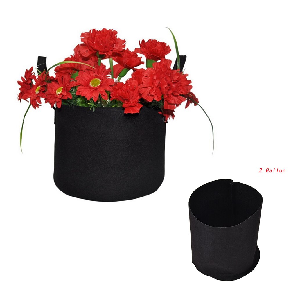 Ronde Stof Potten Plant Pouch Wortel Grow Bag Beluchting Pot Container Pe Bloem Aardappel Tuin Pot Planters Kas Zwart