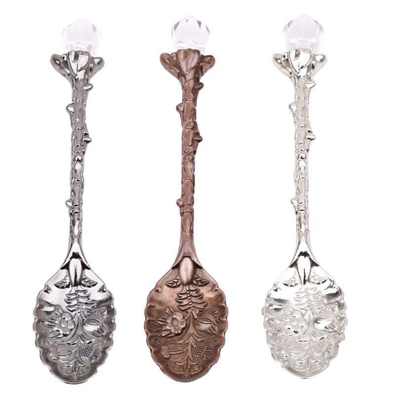 Crystal Head Pattern Spoons Coffee Spoon Sugar Tea Ice Cream Dessert Cutlery Spoon Carved Kitchen Tableware Dinnerware