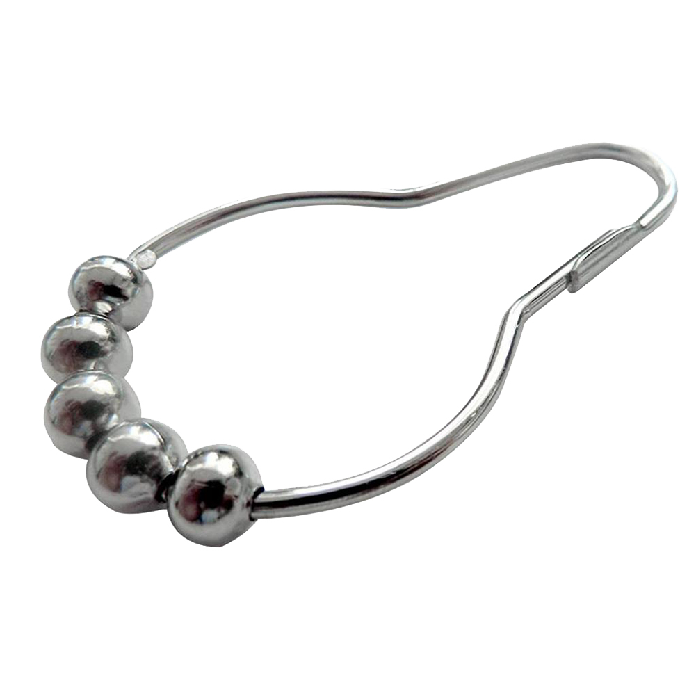 Anneaux de rideau de douche à crochets, rouleau résistant à la rouille, accessoires en boule de Satin poli, crochets en fer Nickel: Default Title