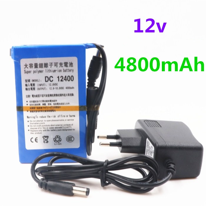 Dc 12480 12V 4800Mah Lithium Batterij Oplaadbare Batterij Li-Ion Battery Charger Eu/Us Plug