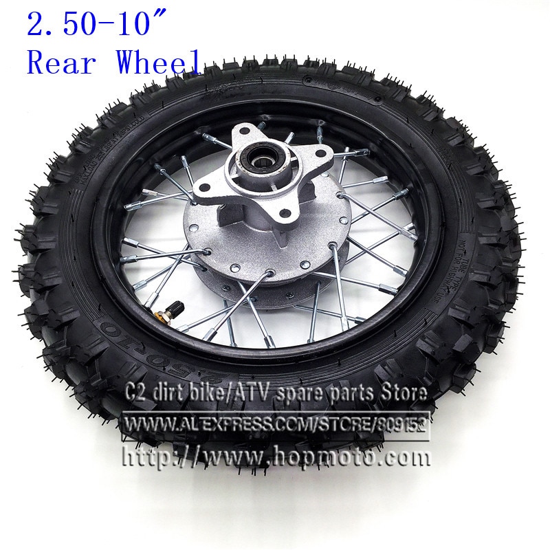 Rear 10 inch Black Steel Wheel 2.50-10 Tyres 28 Spoke Rims Drum Brake hub for CRF50 dirt pit bike motocross off road motorcycle