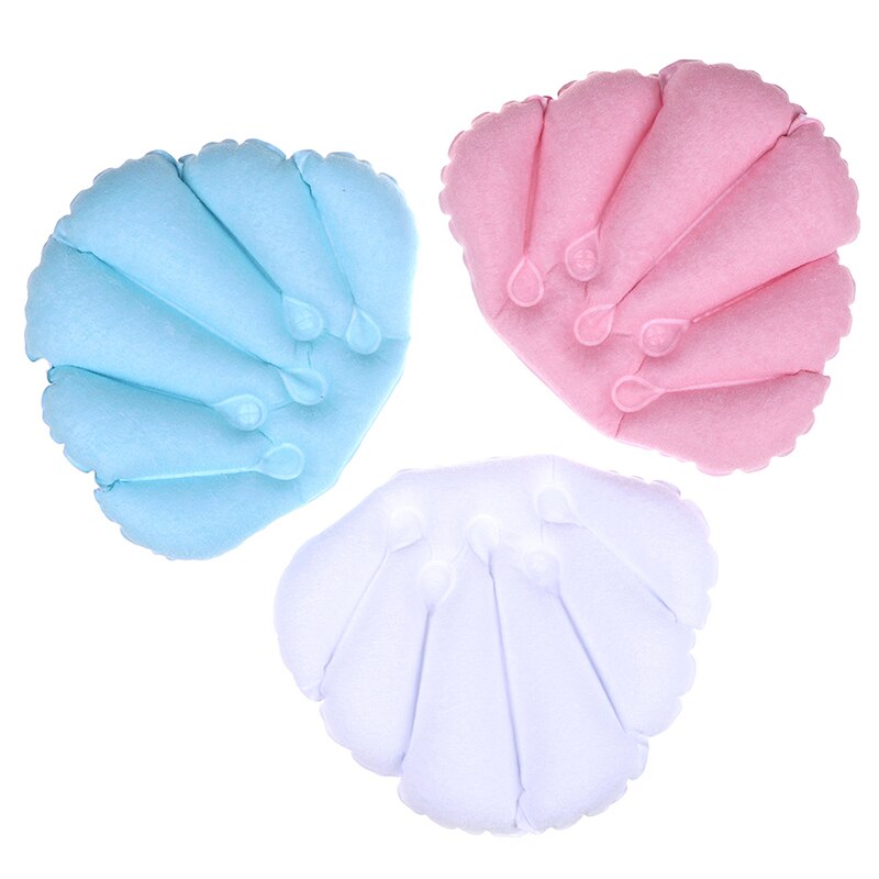 Soft Home Spa Inflatable Bath Pillow Cups Shell Shaped Neck Bathtub Cushion Support Pillow Bathtub Cushion