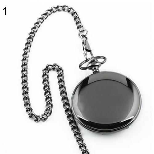 Retro vintage fickur klassisk herr steampunk slät kvarts fickur smycken legering kedja hänge med halsband kedja: Svart