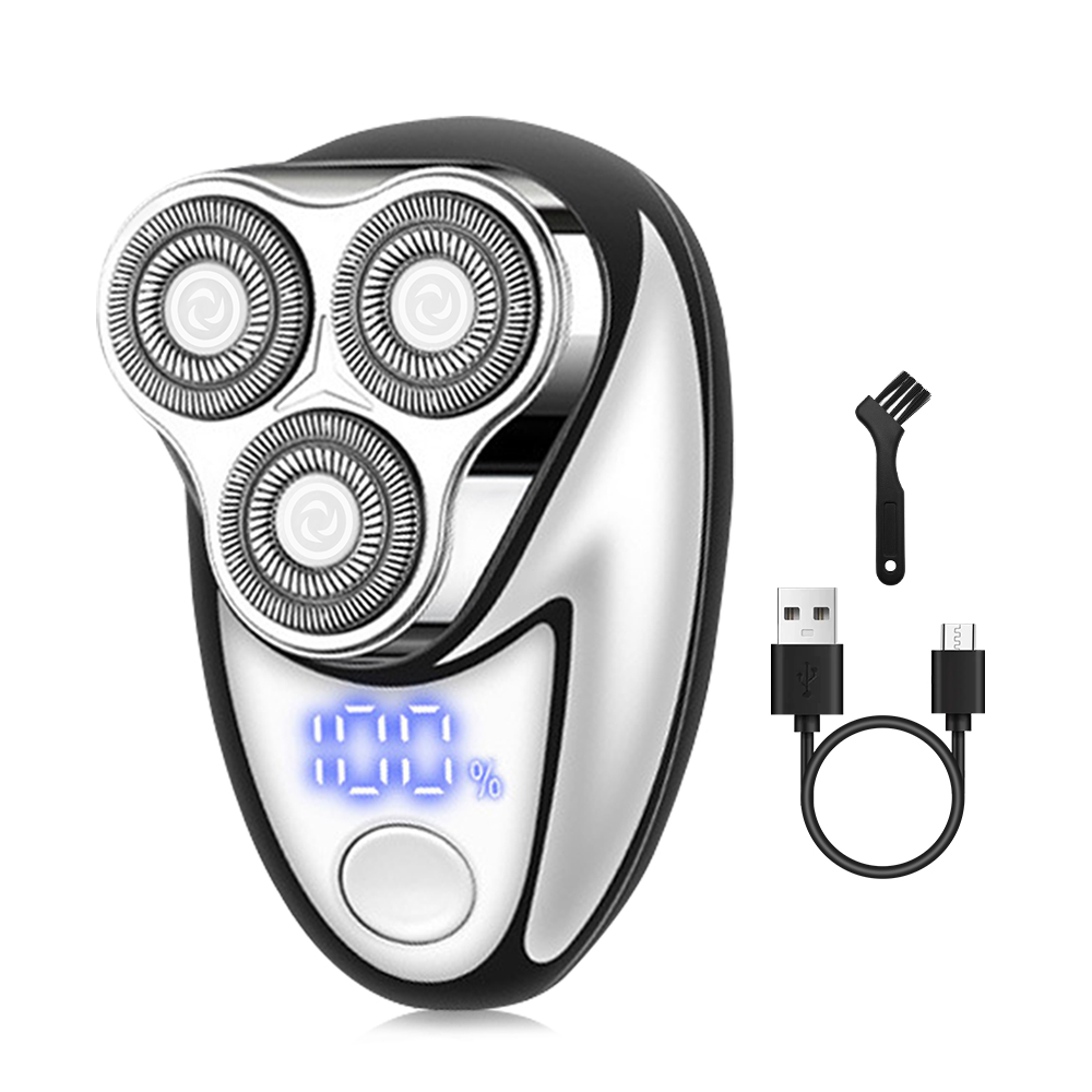 Mini rasoir électrique rechargeable avec affichage numérique - rasoir portable et facile à utiliser: Argent
