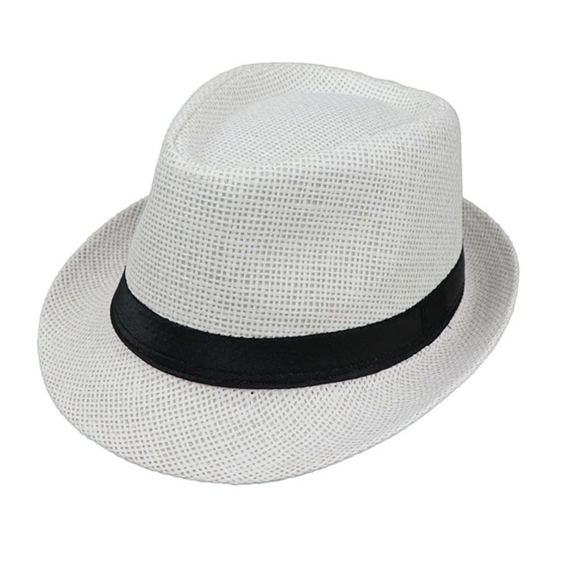 Kinderen Kids Zomer Strand Strooien Hoed Jazz Panama Trilby Fedora Hoed Gangster Cap Outdoor Ademend Hoeden Meisjes Jongens Zonnehoed: B