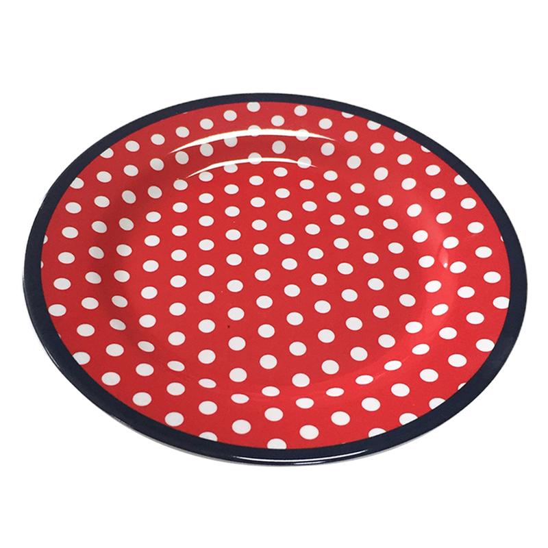9 inch Imitation Porcelain Plate Dinner Fruit Plate Thickened Snack Plate Dessert Cake Dishes Pastry Tray Tableware Decoration: Red
