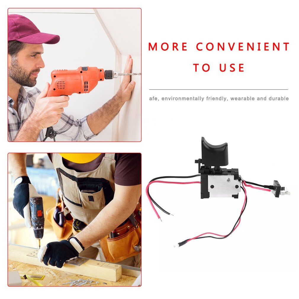 Dc 12V 16A Elektrische Boor Schakelaar Draadloze Trigger Switch Met Kleine Licht Voor Power Tools Accessoires Zwart