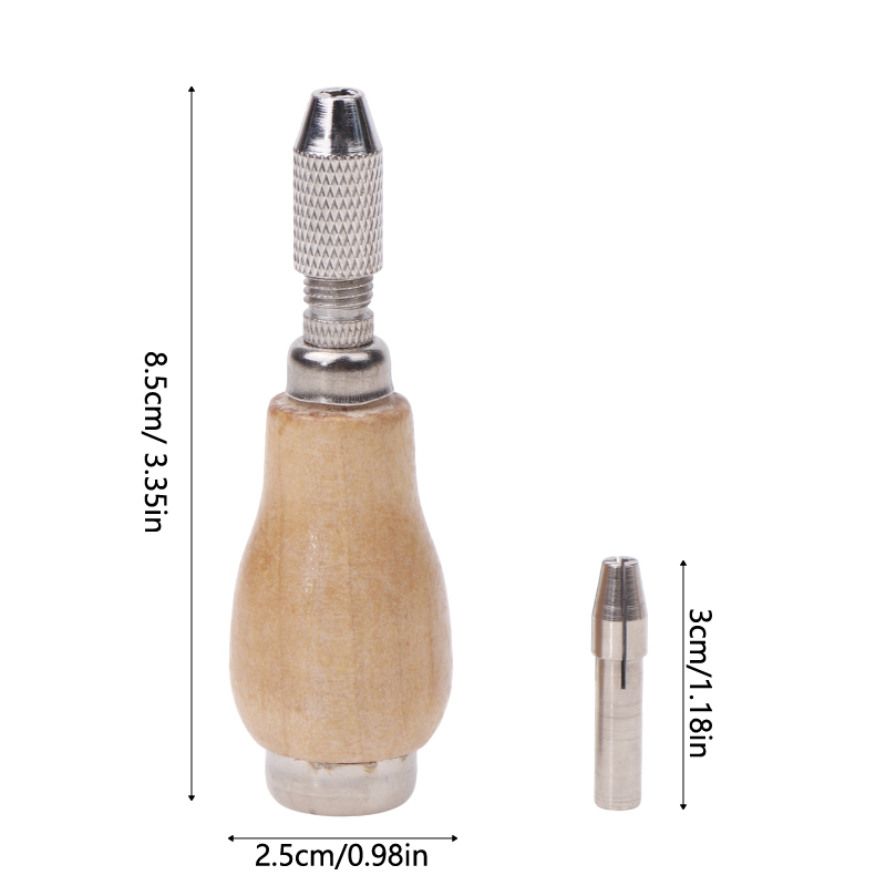 Herramientas de joyería hechas a mano, Kit de herramientas de taladro de envoltura de alambre de torsión, mango de madera con 2 mandril, tornillo de banco de joyería, práctico: Beige