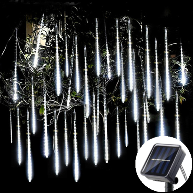 Lumière Led solaire extérieure pluie de météores lumières étanche décor de jardin guirlande de rue extérieure nouvel an décoration de noël: Lune bleue / 0-5W