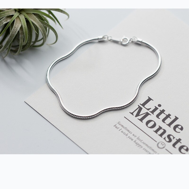 Mloveacc 100% 925 Sterling Zilver Koreaanse Stijl Eenvoudige Glossy 2 Mm Snake Chian Armband Charm Sieraden Vrouwen Populaire