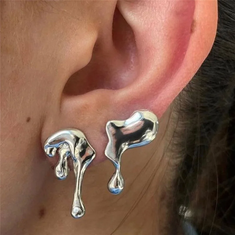 Pendientes creativos de Metal irregulares con forma de gota de agua para mujer, pendientes largos geométricos de Color dorado Vintage, de joyería: PALLADIUM