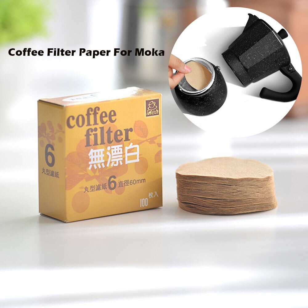 Moka Pot Koffie Filter Papier 100 Pcs Espresso Ketel Vietnamese Cup Houten Ronde Vorm 60Mm Diameter