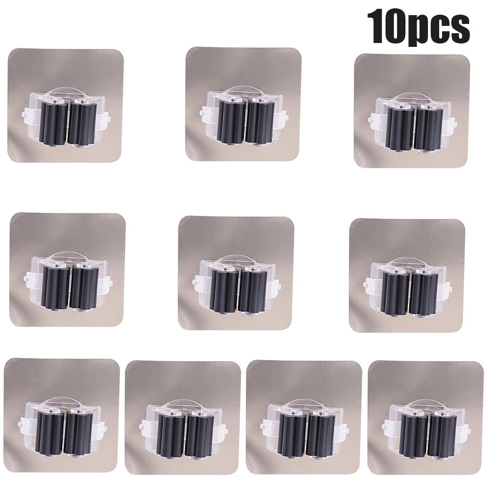 Multifunctionele Haken Mop Houder Wandmontage Organizer, borstel Bezem Hanger Haak Keuken Badkamer Waterdichte Wand Haak Self-Adhesiv: 10pcs Black Hooks