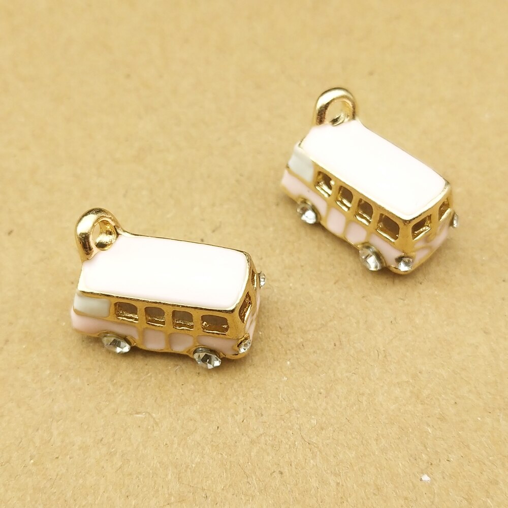 10pcs 11x19mm bus charm enamel charms for jewelry making and crafting charm bracelet pendant