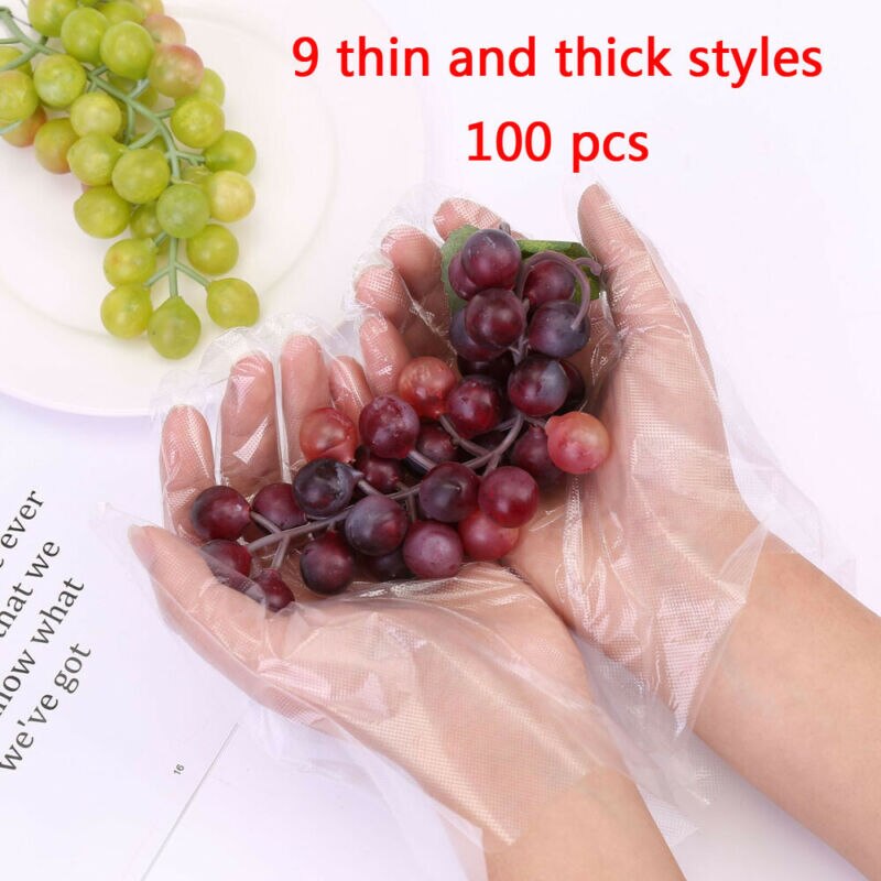 Guantes de plástico desechables Gloves100 uds, guantes transparentes, servicio a domicilio del restaurante, higiene, accesorios de cocina,