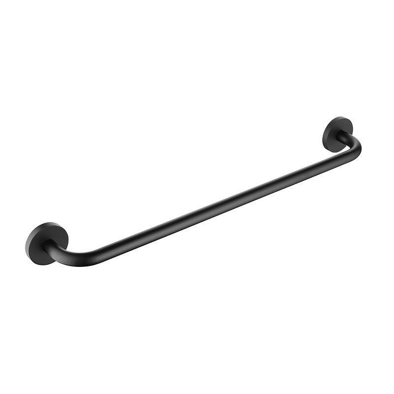 Mat sort håndklædeholder badeværelse kroge hardware sæt håndklæde bar sæbe opvask håndklæde ring toilet børste papir holder badeværelse tilbehør: Enkelt håndklædestang