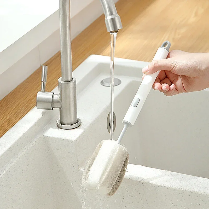 Verwijderbare Spons Baby Cup Fles Borstel Keuken Schoonmaken Tool Fles Reiniging Borstel Ершик Для Бутылок