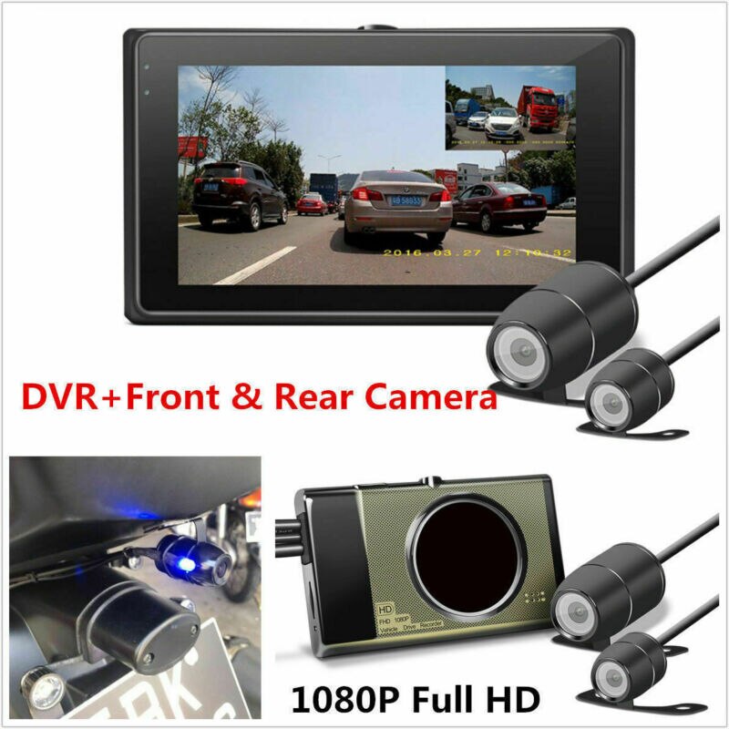 3.0 Motorcycle Camera Dual Lens Cam DVR Video Recorder Loop Record Night Vision