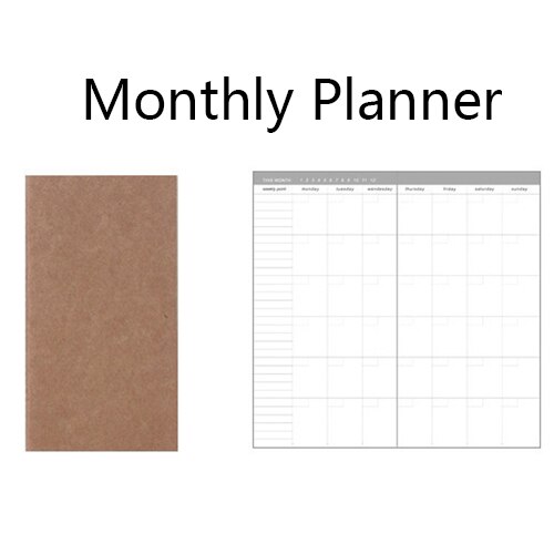 Cute Kawaii Weekly Monthly Planner Book Kraft Paper Cover Travelers Notebook For Kids Office Supplies