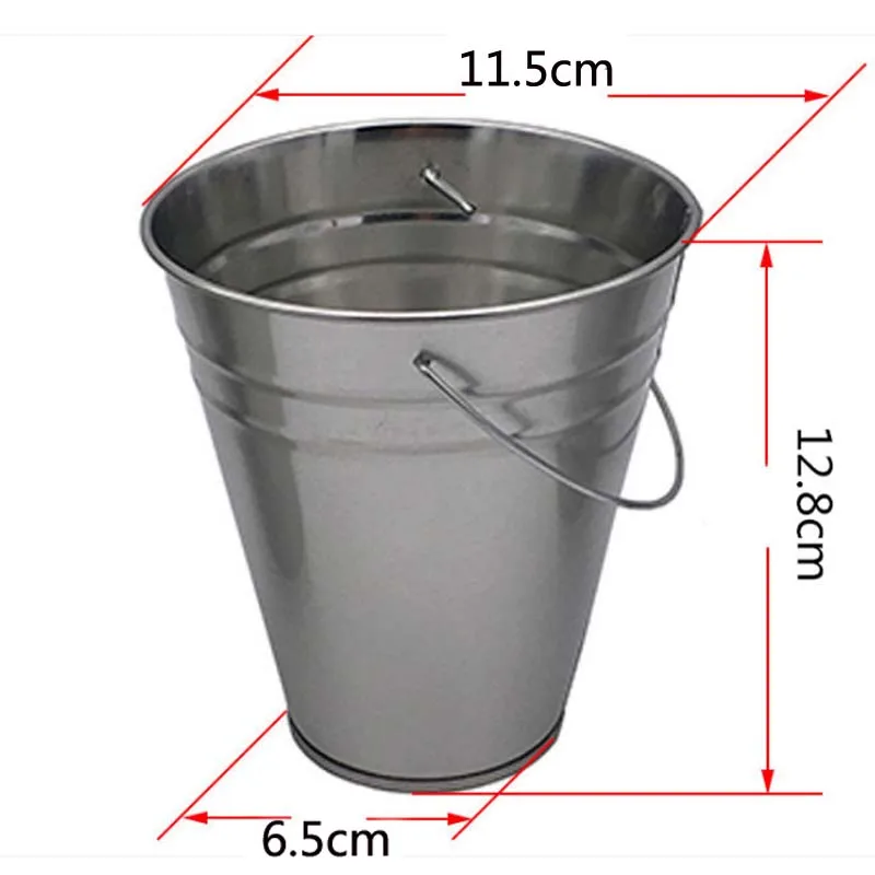 10 Pack Large Galvanized Metal Buckets with Handle 12.8*11.5CM- Unique Goody Baskets, Gr