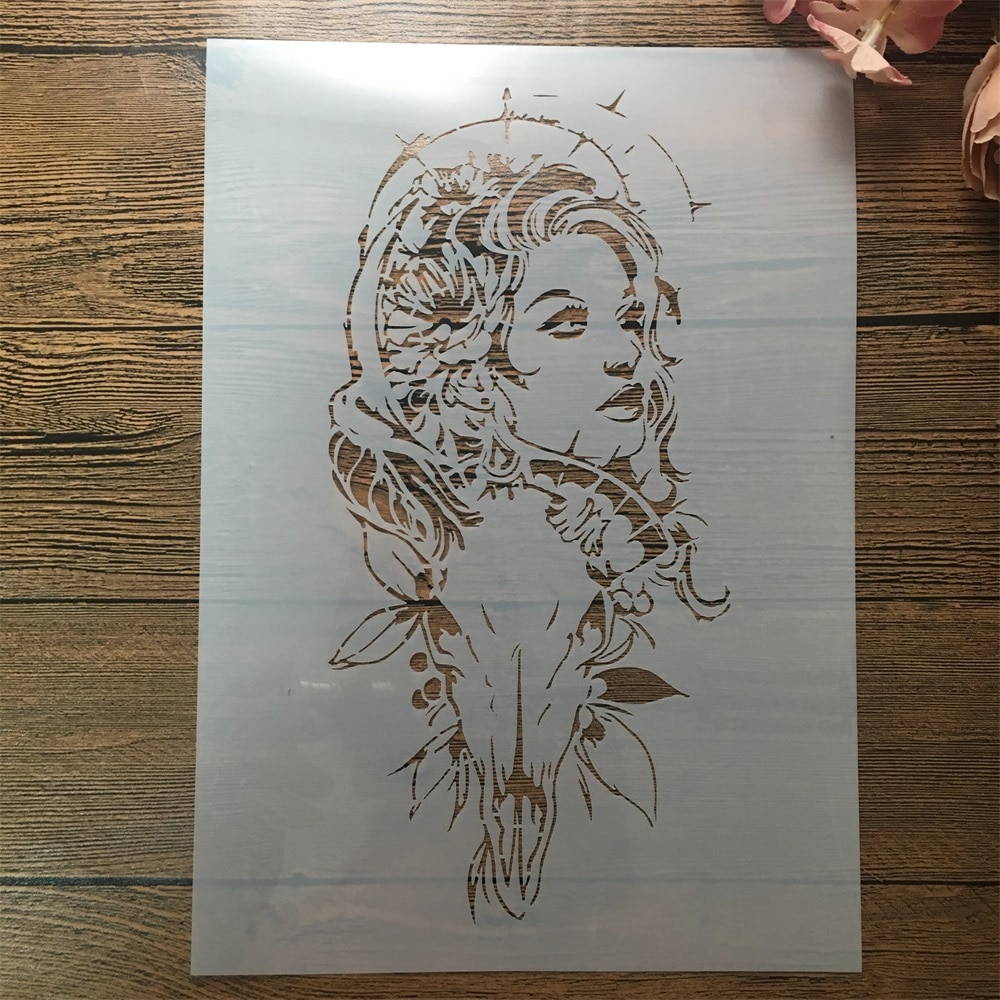 A4 29Cm Mandala Lady Vee Diy Gelaagdheid Stencils Muur Schilderen Plakboek Kleuring Embossing Album Decoratieve Template
