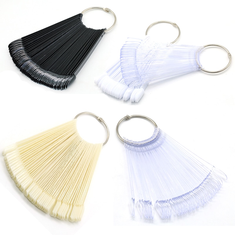 uñas accesorios y herramientas decoracion uñas muestrario uñas uñas postizas Puntas postizas para manicura, accesorios de estilo abanico ovalado para exhibición de uñas artísticas, transparentes, 50 piezas