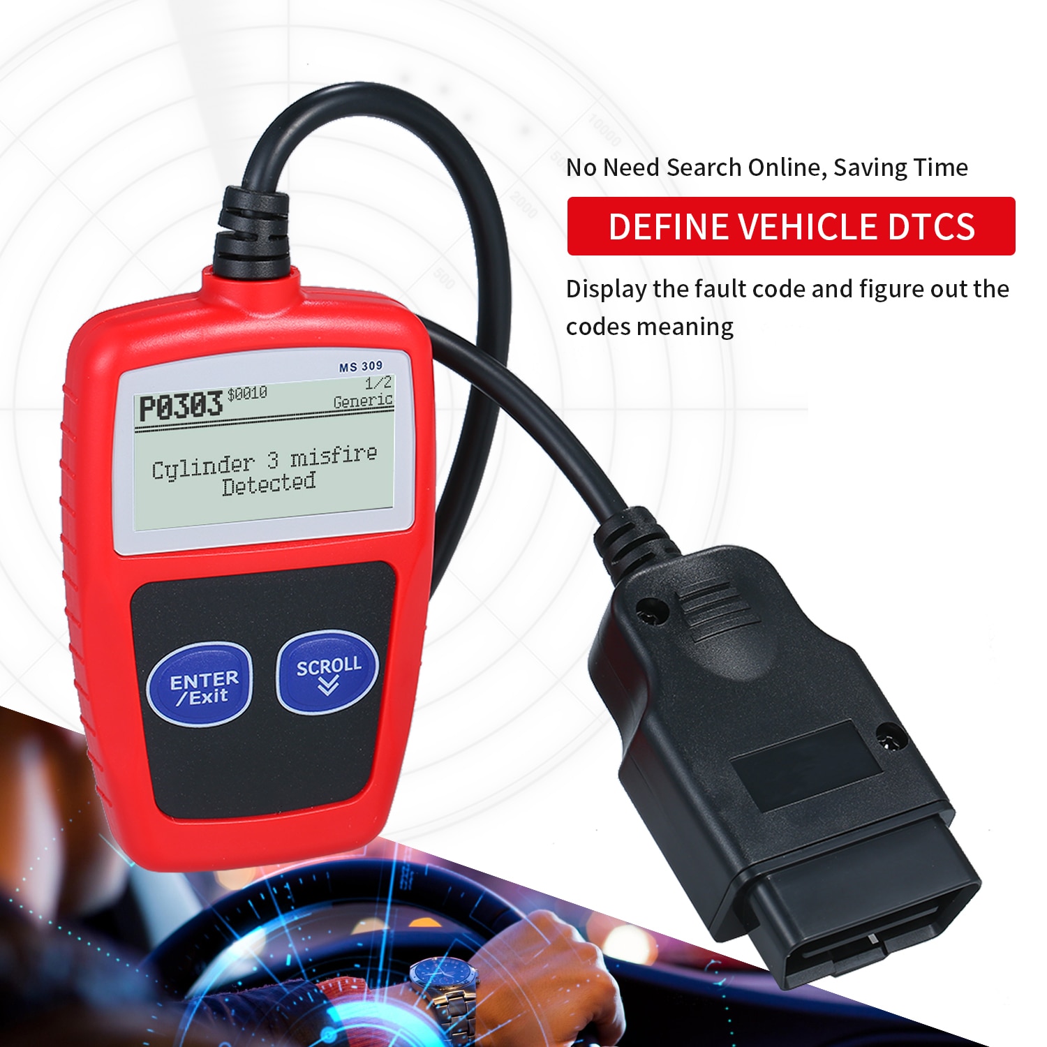 MS309 OBD2 Scanner Code Reader Car Auto Diagnostic Tool Scanner Automotive Engine Code Reader CAN Scan Tool Better Then ELM327
