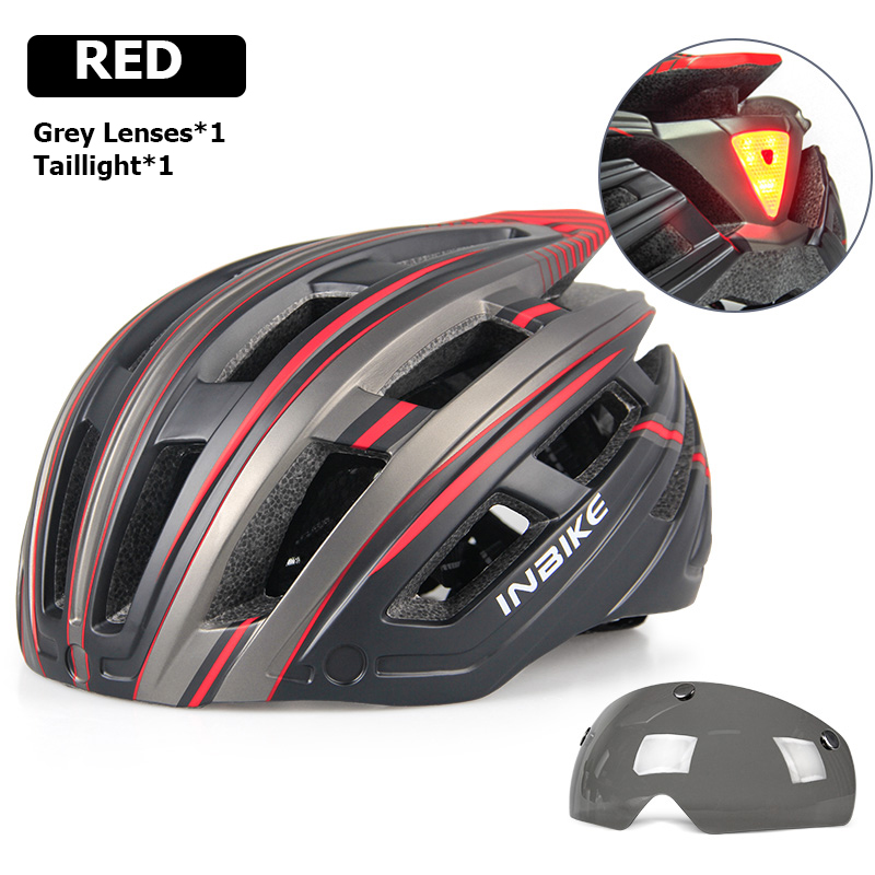 Inbike Fahrrad helme für Männer mit Lichtern Ultraleichtes Fahren Ich bin Freien Magnet brille Helm Fahrrad Helm Mann Fahrrad zubehör: Licht Grau