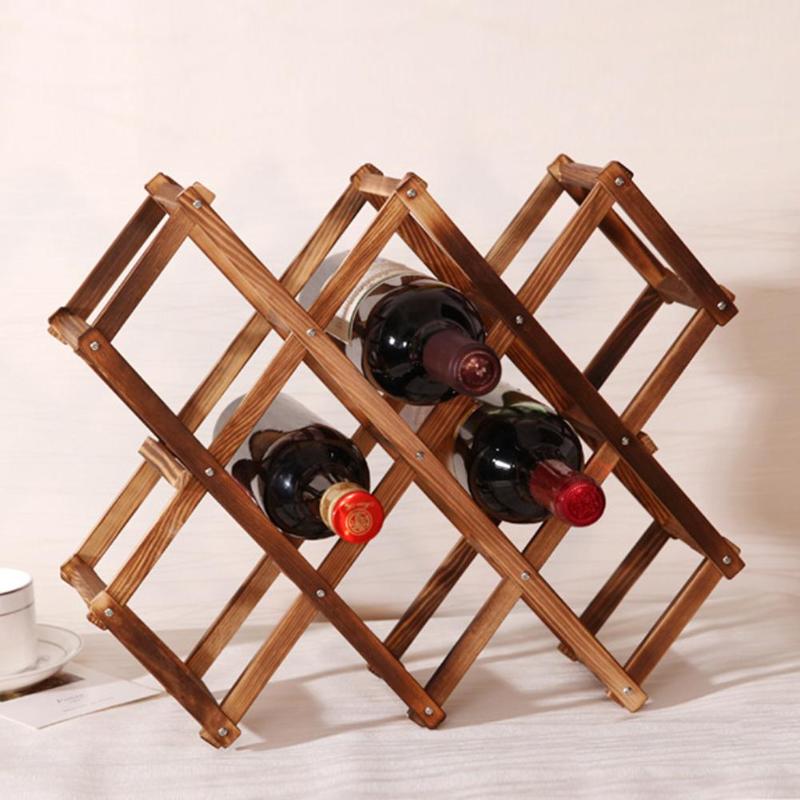 Houten Rode Wijn Rack 3//6/10 Fles Houder Bar Display Plank Opvouwbare Houten Huis Opslag Decoratie: 10