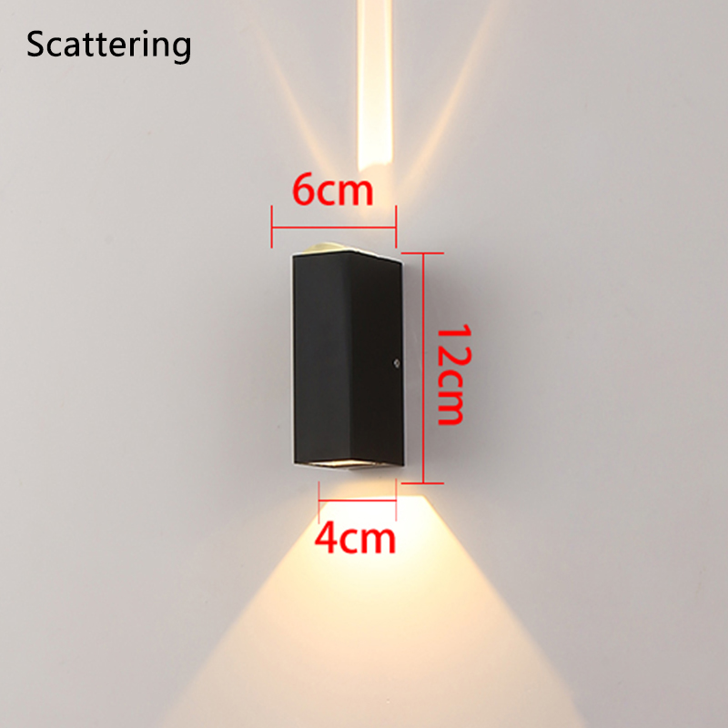 Led Wandlamp Aluminium Outdoor IP65 Waterdichte Up Down Wandlamp Voor Thuis Trap Slaapkamer Bedlampje Gang Verlichting ZBD0003: Scattered light / Black body / Warm white