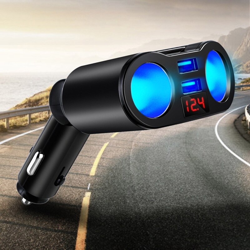 Dc /12v snellader autolader sigarettenaansteker conversieplug voor auto dubbele usb lcd-stopcontact splitter lader stroomadapter
