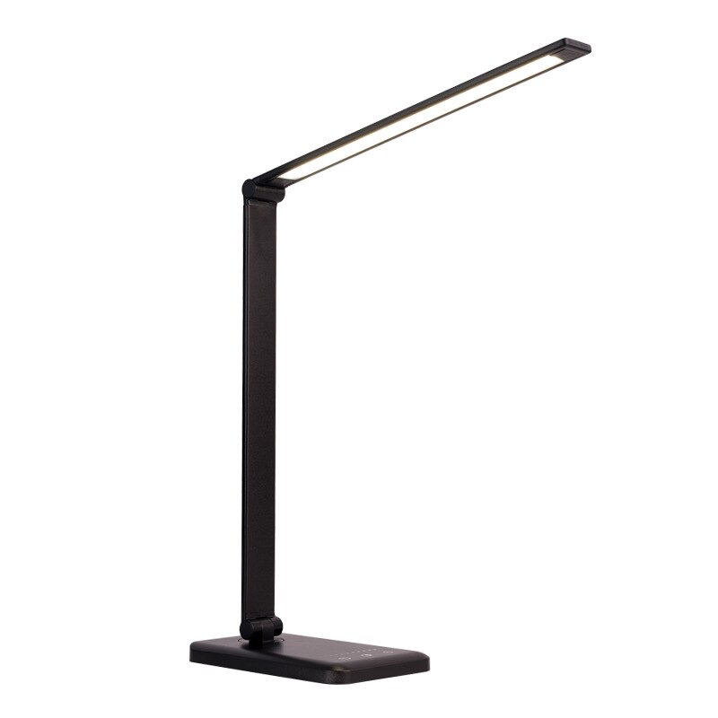 3 in1 trådløs oplader led skrivebordslampe luminaria multifunktion led bordlampe touch bordlampe til iphone airpods samsung huawei: Sort