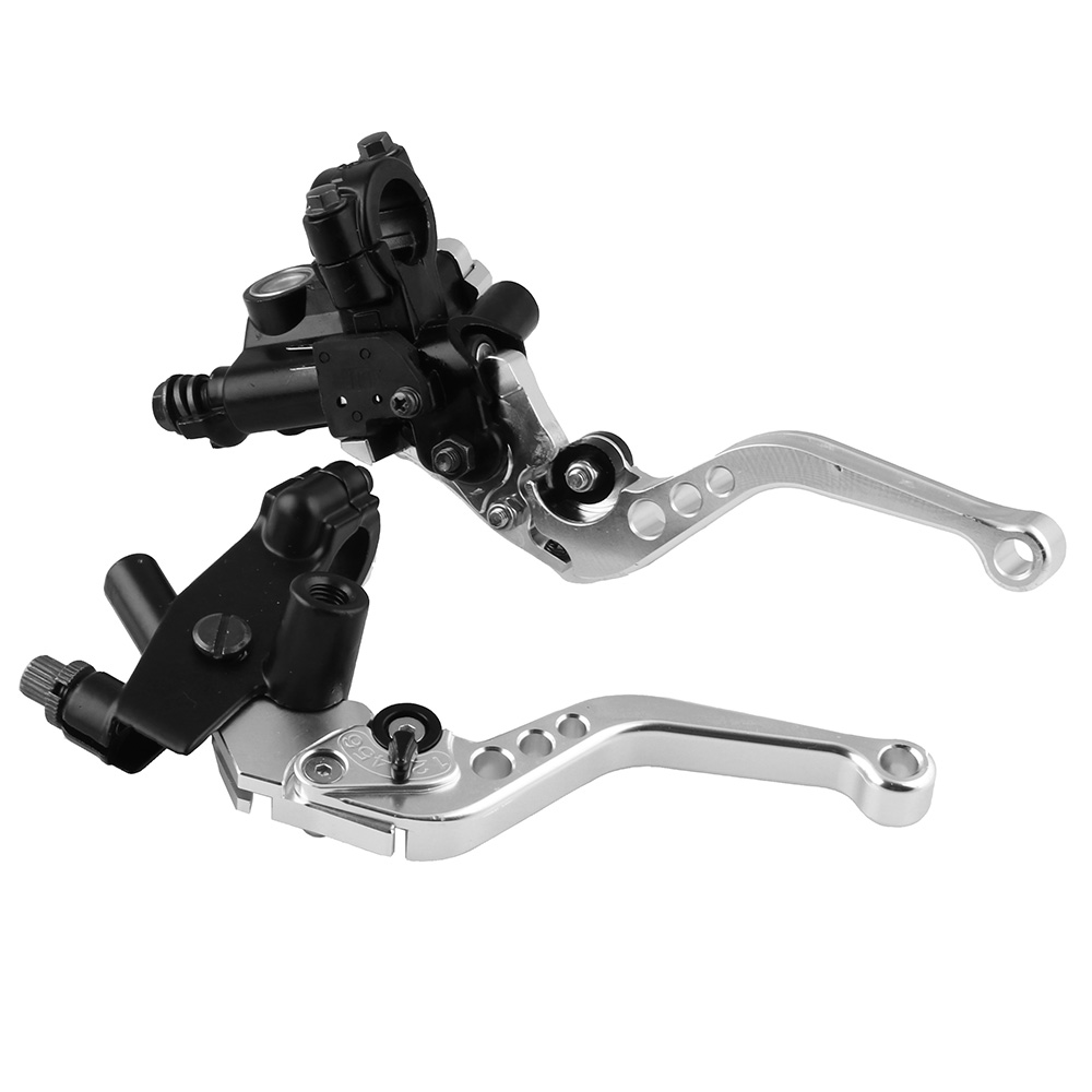 2pcs Motorcycle Hand Brakes Clutch Hand Brake Hydraulic Handbrakes Accessories for Motor Motorcycle Motorbike Scooter Universal: silver