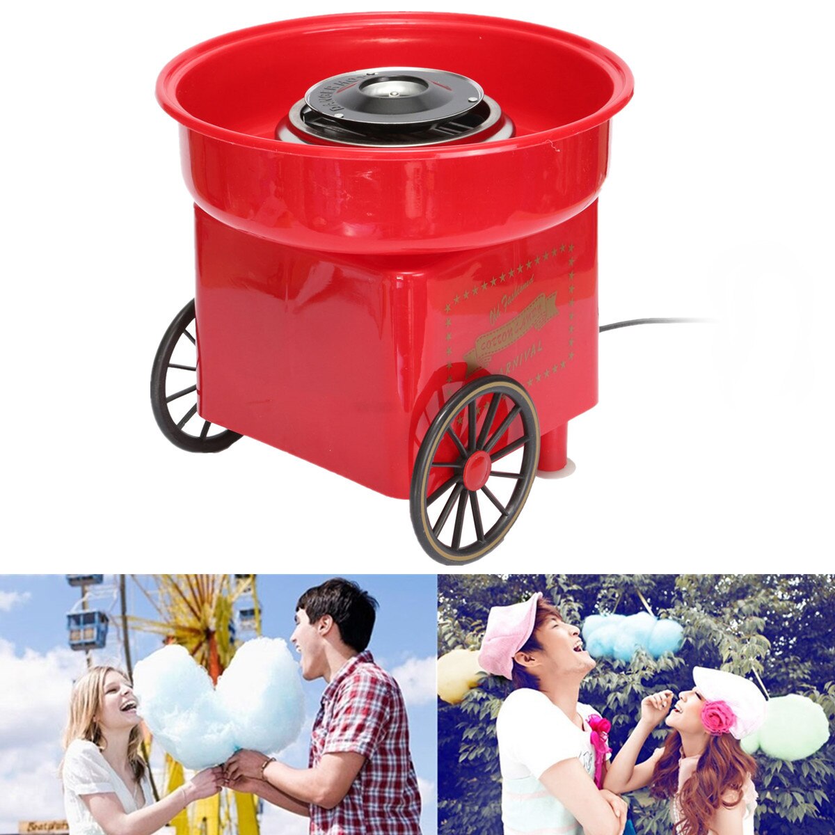 Mini Retro DIY Sweet Cotton Candy Machine Portable Electric Icing Machine Home Party Creatives 450-550W 240V EU Plug