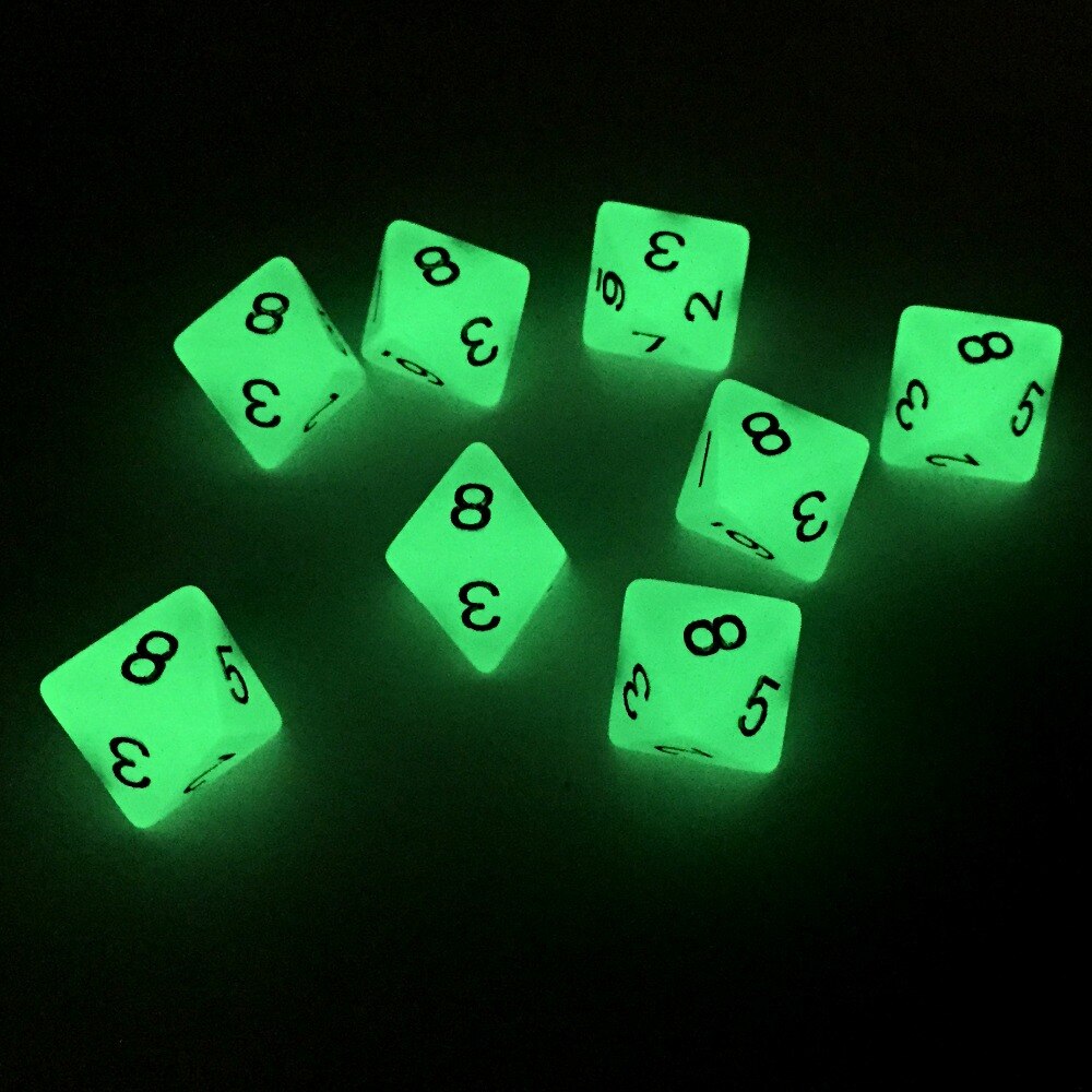 Rollooo Roleplaying Dobbelstenen Polyhedral 8 Zijdig Glow In The Dark 8d8/set