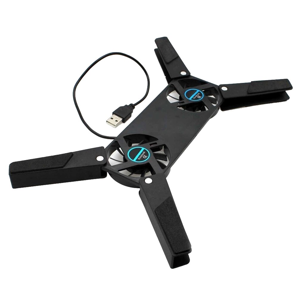 Soporte de escritorio para ordenador portátil, ventilador de refrigeración Dual, soporte plegable para estante USB, disipación de calor, color negro