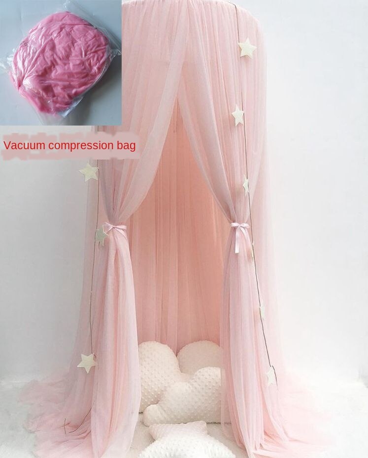 1pc Hängen Gebühr Prinzessin Moskito Netz Krone Runde Bildschirm Baldachin Insekten Bett Schleier Garten Camping Anti-Moskito freundlicher zimmer Deko: Rosa mit Tasche