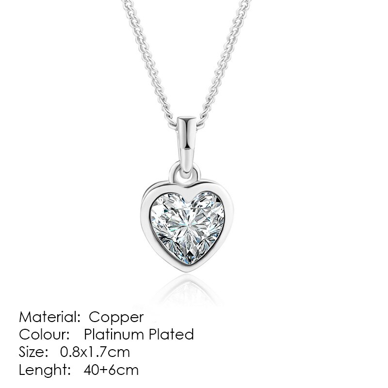 ZHOUYANG Necklaces & Pendants Jewelry For Women Silver Color Rose Gold Chain Jewellery Heart Necklace Cubic Zirconia N388