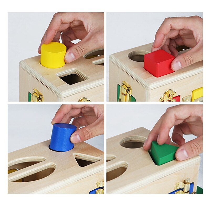 Wooden Practical Little Lock Box Baby Early Education Puzzle Unlock Toys Kindergarten Intelligence Teaching Tool