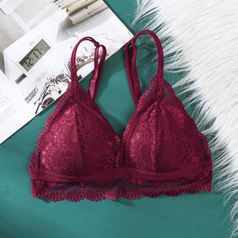 Women Sexy Lace Bras Corset Triangle Bralette топ Hollow Detachable Underwear Beauty Back Push Up Lingerie топик женский: 1