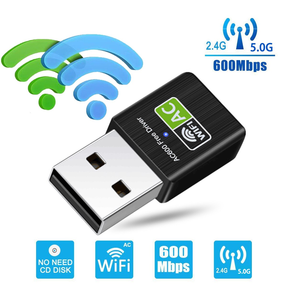 Ankndo Usb Wifi Adapter 5Ghz 2.5G Wifi Adapter USB2.0 Ethernet Wi Fi Antenne Dongle Netwerkkaart Wifi Module voor Pc Laptop