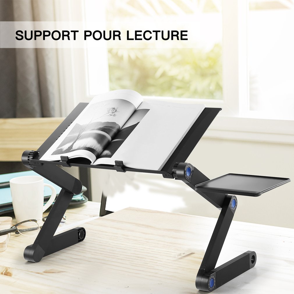Adjustable Aluminum Alloy Laptop Desk Multifuctional Vented Foldable PC Table Stand With Mouse Pad