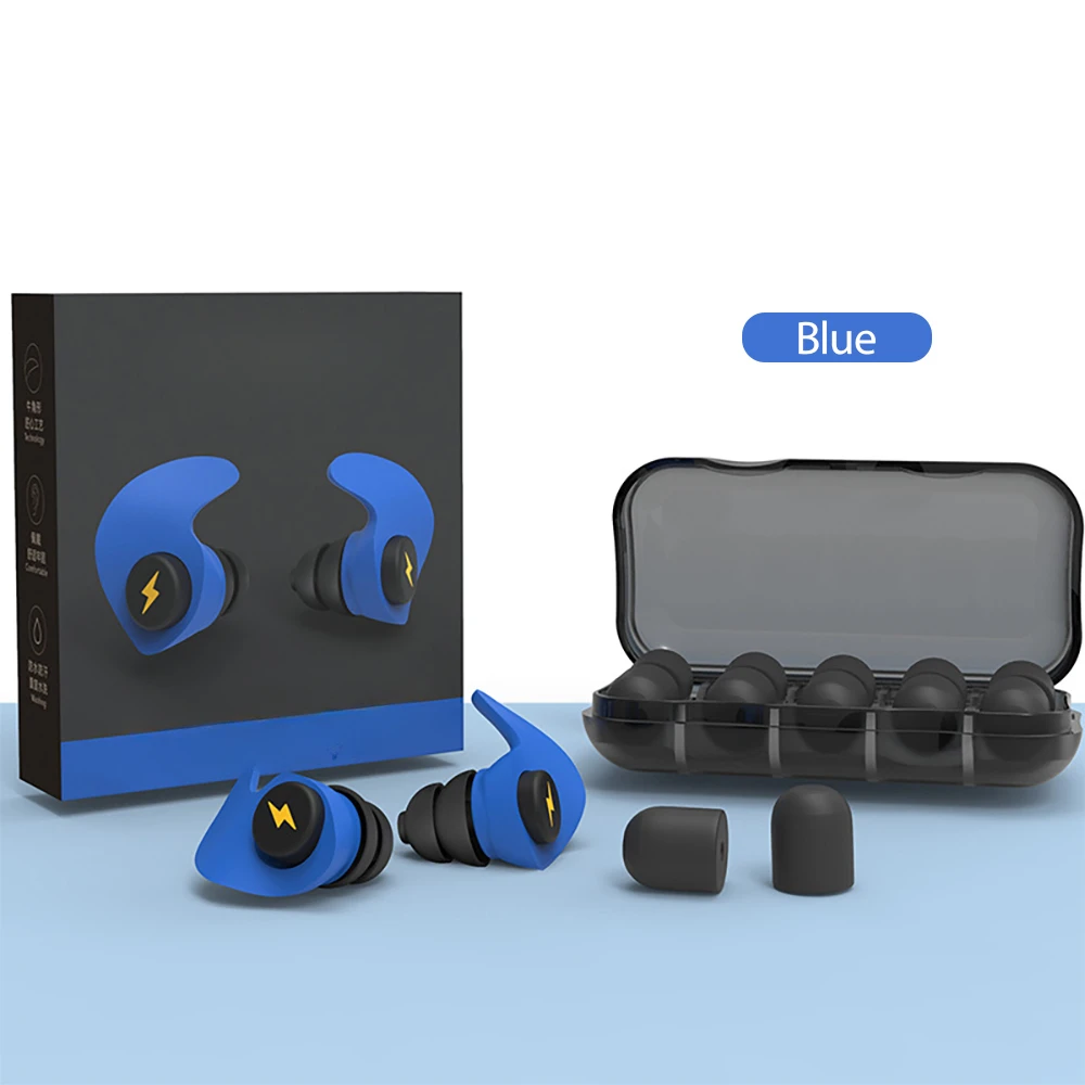Bouchons d'oreilles pour moto, éponge en Silicone, bouchons d'oreille pour dormir, portables, insonorisés, mousse souple, Anti-bruit, bruit de voyage: Bleu