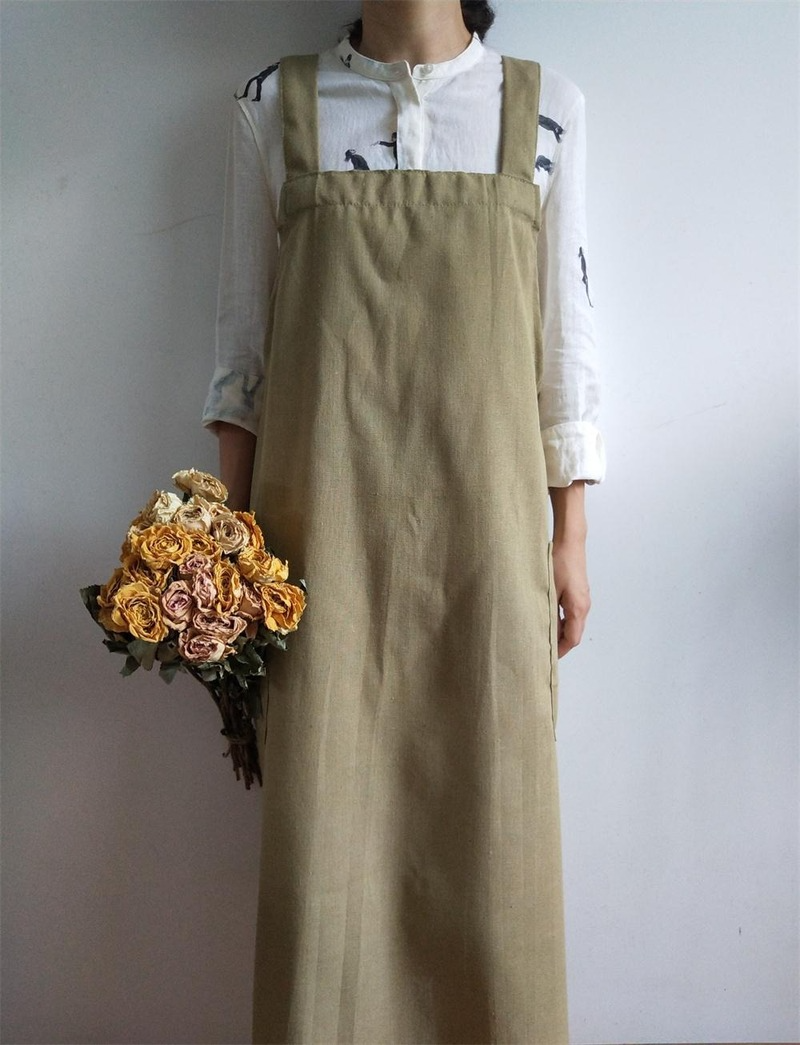 Verano algodón Simple de delantales de mujeres impermeable Antifouling hogar delantal cocina peluquería jardín